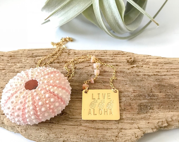 New! // Live Aloha Gold Fill Stamped Necklace