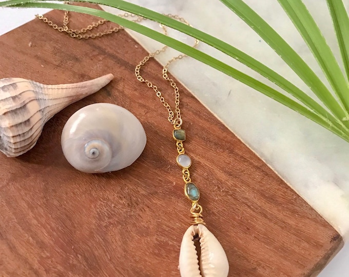 New! // Cowrie Shell Lariat Necklace