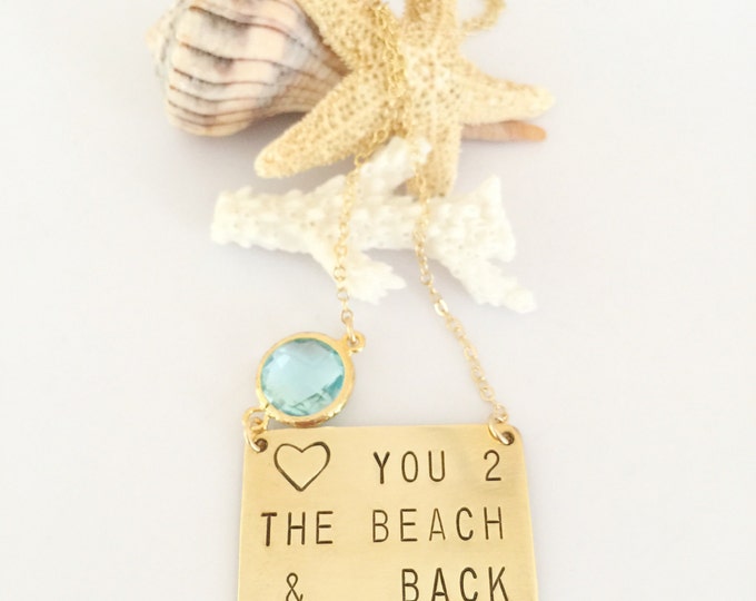 Love You To The Beach And Back Bar Necklace Sea Ocean Coastal Boho Layering Seas The Day Tropical Outer Banks