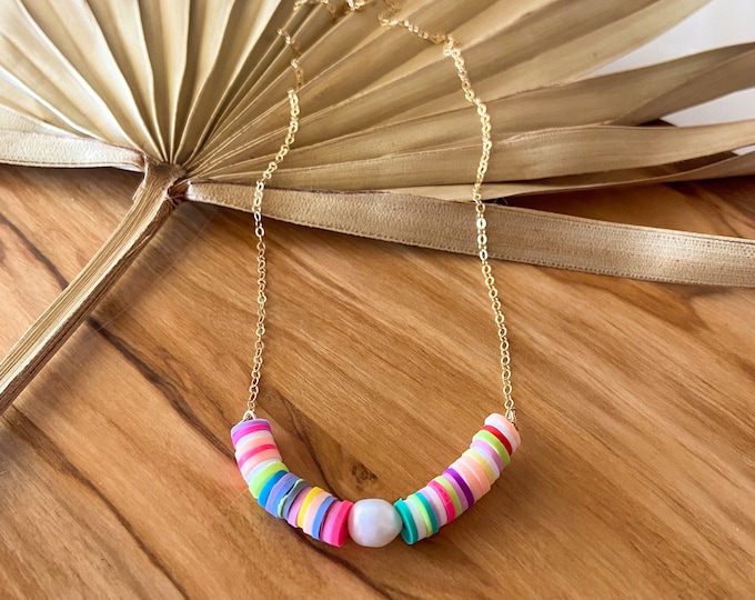 New! // Pearl Heishi Multicolor Choker