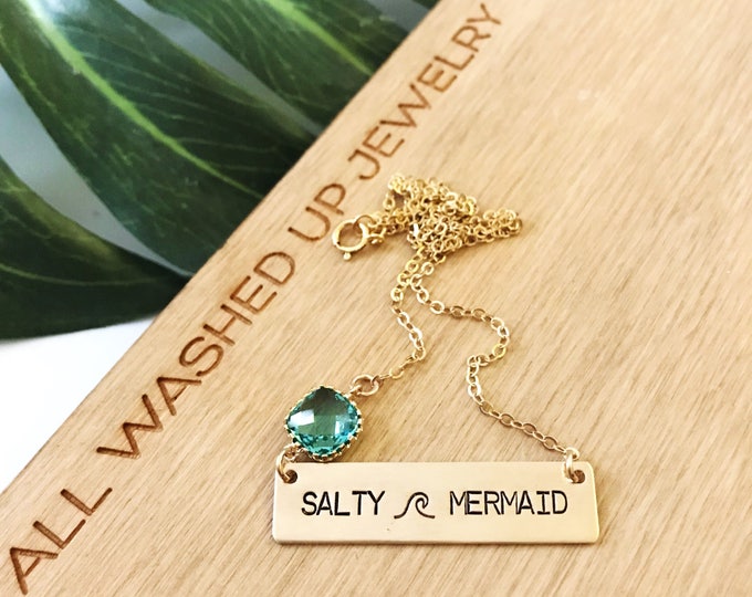 New! // Salty Mermaid Bar Necklace Gold Fill