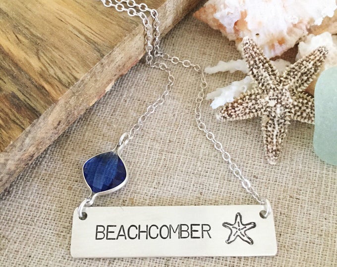 Beachcomber Bar Necklace Starfish Beach Shells Mermaid Boho Outer Banks Seas The Day Sterling Silver
