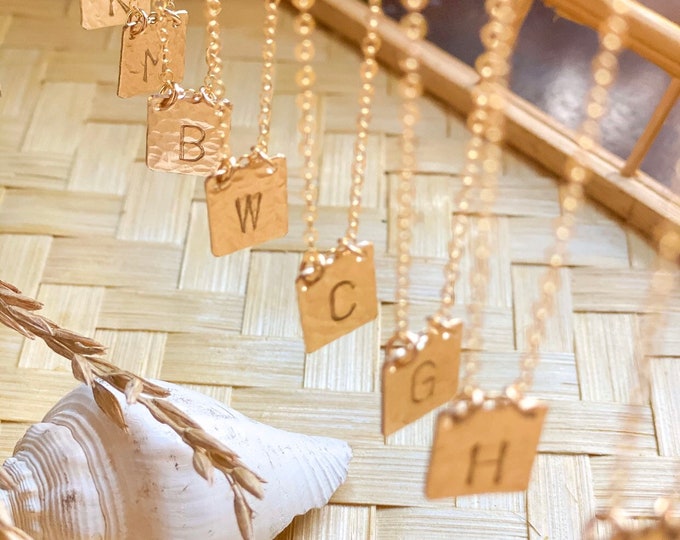 New! // Mini Initial Tag Gold Filled Sterling Silver