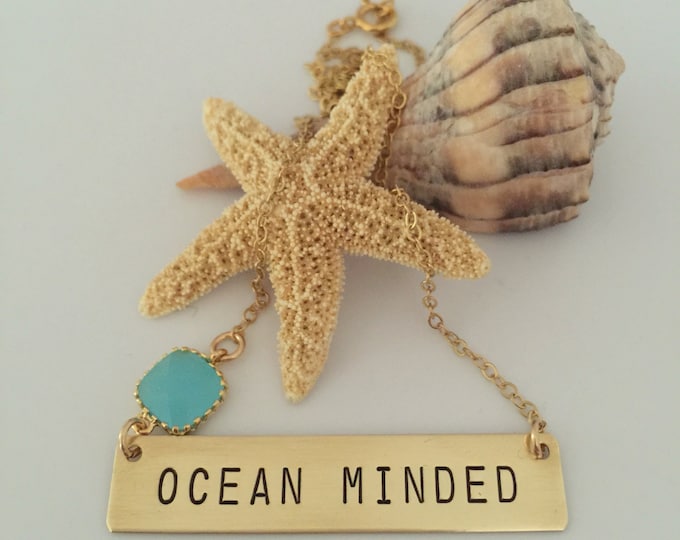 Ocean Minded Gold Fill Stamped Bar Necklace