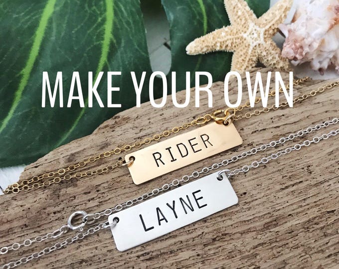 New! // Custom One Word Name Bar Necklace Sterling Silver Gold Fill