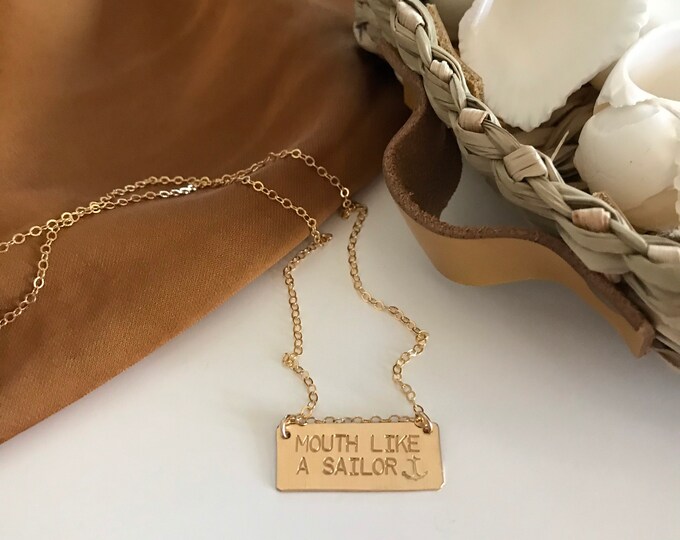 New! // Mouth Like a Sailor Bar Necklace Sterling Silver 14kt Gold Filled