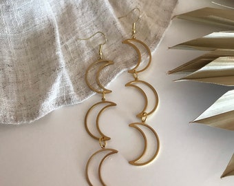 New! // Brass Moon Earrings