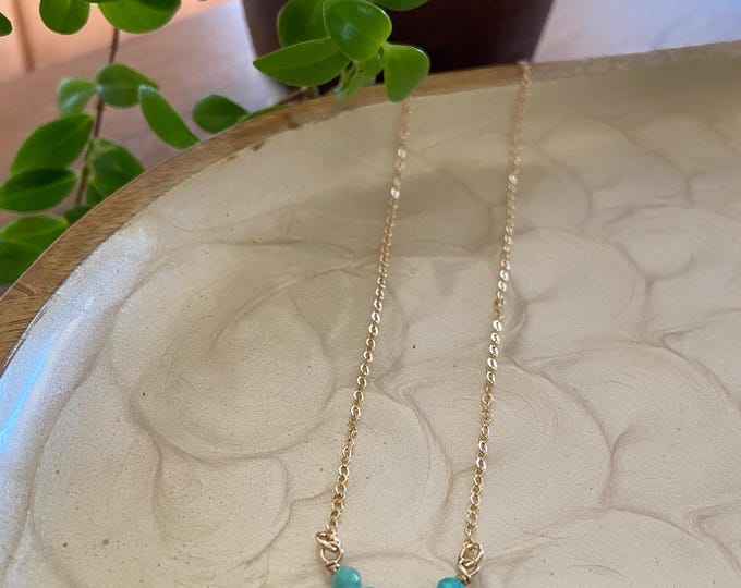 Faceted Amazonite Beaded Bar Necklace