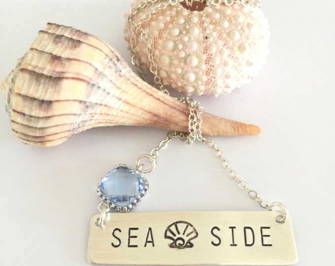 Sea Side Bar Necklace Vitamin Sea Anchored Gypsea Beach Bridesmaids Wedding Customizable Mermaid Ocean Love