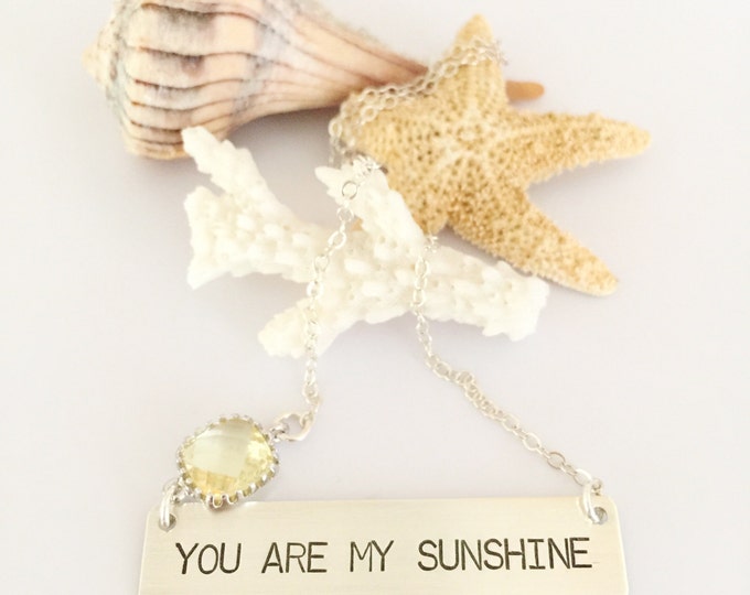 You Are My Sunshine Sterling Silver Bar Necklace