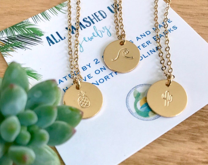 New! Stamped Gold Fill Mini Discs Necklace