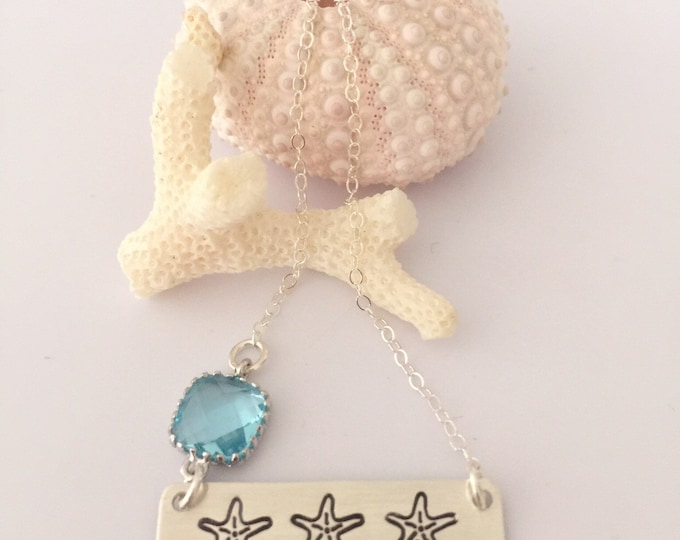 Starfish Bar Necklace Sterling Silver Ocean Salty Mermaid Sea Tropical Boho Outer Banks OBX Beach