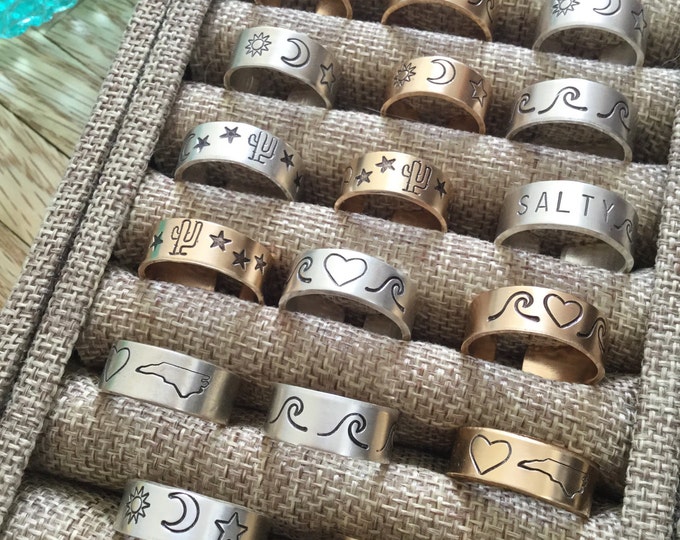 New! // Gold Filled and Sterling Silver Stamped Rings