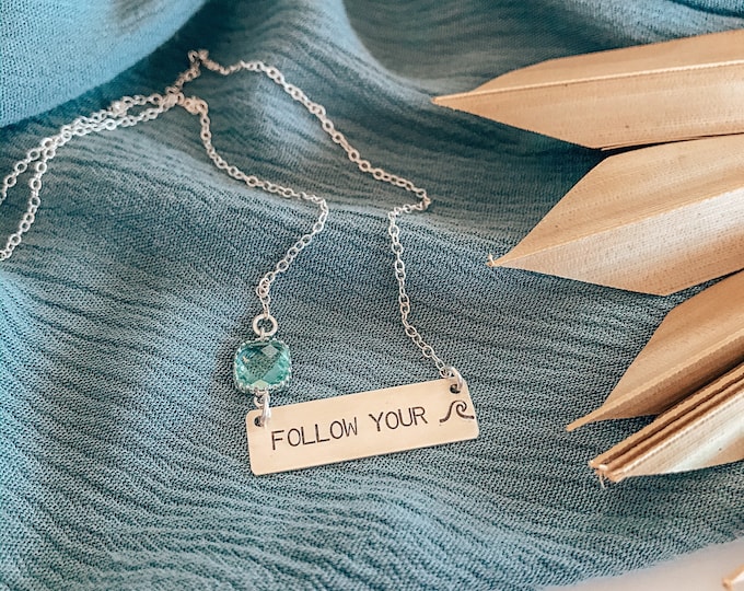 New! // Follow Your Wave Bar Necklace Sterling Silver