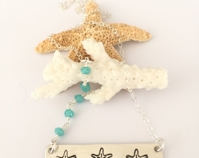 Starfish Bar Necklace Tropical Ocean Hawaii Sea Beach Wedding Bridesmaids Turquoise Palm Tree Layering Necklace Seas The Day