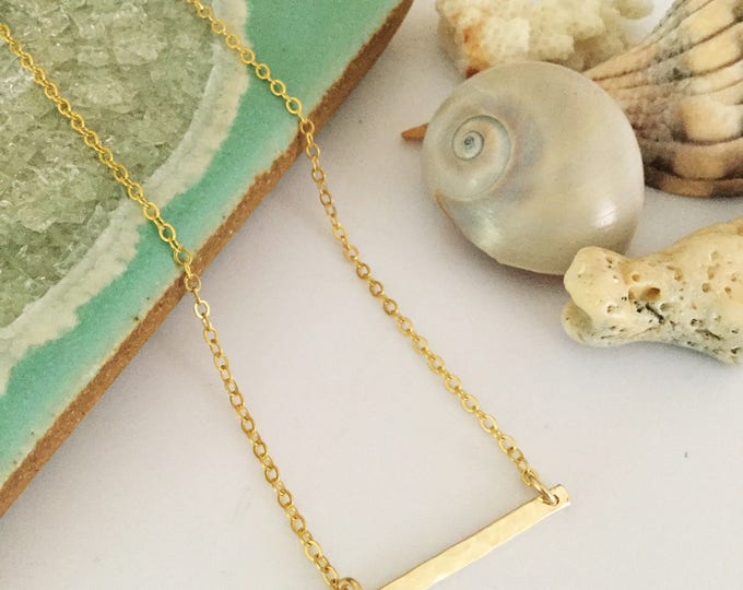 New! // Petite Hammered Gold Filled Bar Necklace