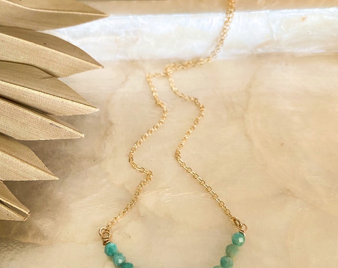 New! // Faceted Amazonite Beaded Bar Necklace