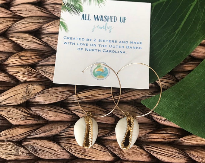 New! // Cowrie Shell Hoop Earrings