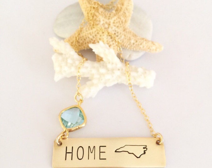 Home North Carolina Bar Necklace Beach House Ocean Sea Friend Gift Gold Custom Nautical Tropical Salty Mermaid Necklace Pineapple NC