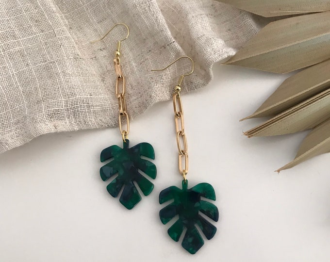 New! // Mini Monstera Acrylic Earrings