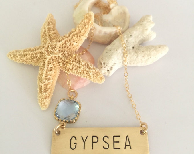 GYPSEA Gold Fill Layering Stamped Bar Nameplate Boho Custom Ocean Beach Outer Banks