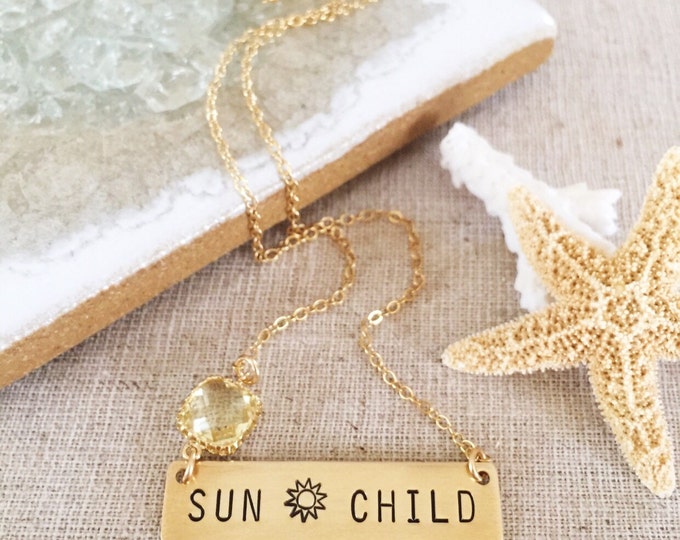 Sunchild Bar Necklace Gold Fill Boho Layering Moonchild Celestial Ocean Mermaid Wild Free Spirit Gold Gift Friend Bohemian Gypsy Wanderlust