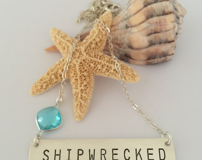 SHIPWRECKED Sterling Silver Stamped Nautical Bohemian Beach Anchor Necklace