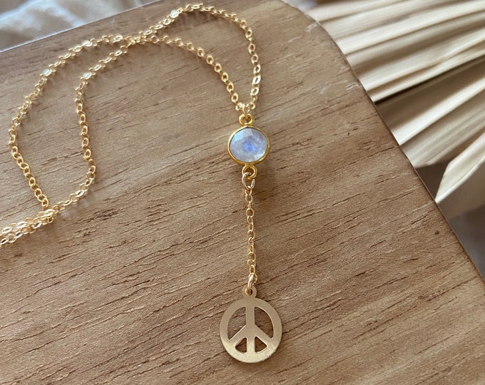 Peace Sign Lariat Necklace