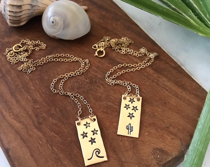 New! // Starry Night Gold Filled Tag Necklace
