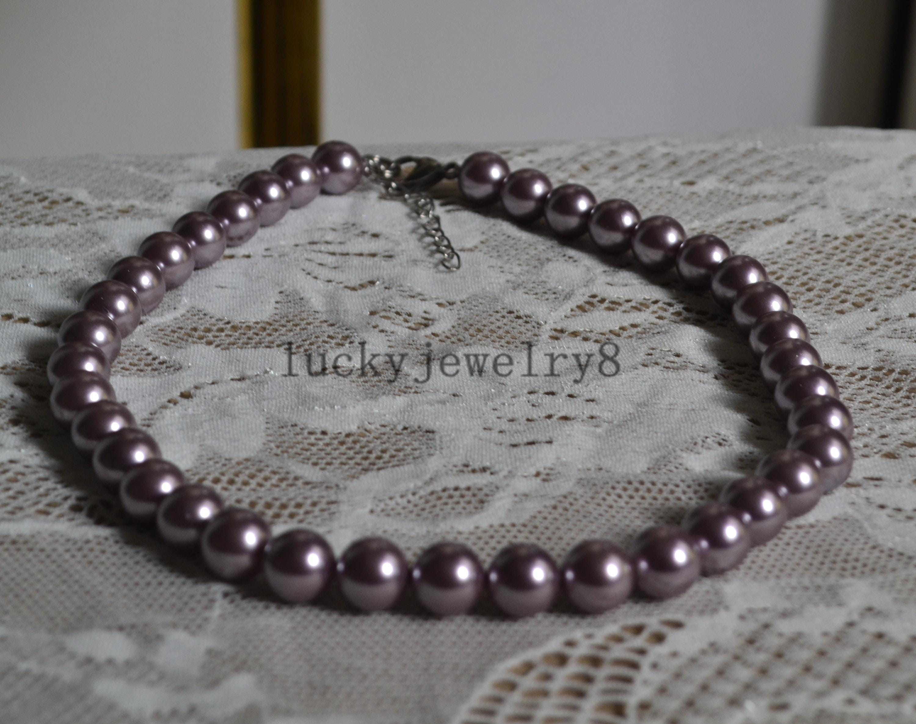 Shell Lilac Lilac Shell Pearl Necklace,wedding Necklace,shell Pearl Necklace ...