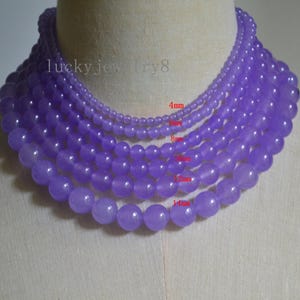 Light Purple jade Necklace,light purple Necklace,jade Bead necklace,Bridesmaid Necklace,wedding necklace.jade necklace,4-14mm jade