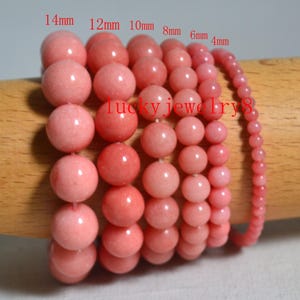 pink stone Bracelet,pink stone bead Bracelet,pink bracelet,single stone bracelet,wedding bracelet,4-14mm stone bracelet.gift for her