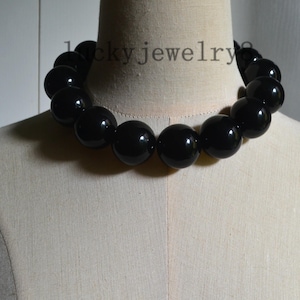 Big pearl necklace.black pearl necklace,29mm black pearl necklace,wedding gift.choker necklace,light weight pearl necklace.