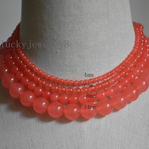 Jade Necklace,orange pink Necklace,orange pink jade Bead necklace,Bridesmaid Necklace,wedding necklace.jade necklace,4-14mm jade.gift