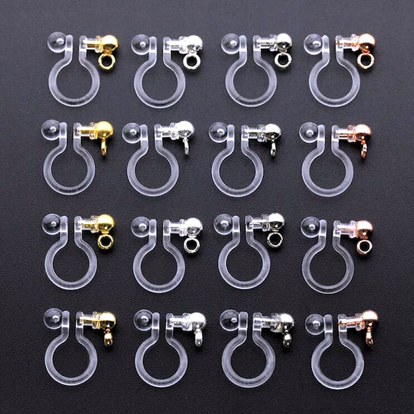 20pcs resin earring clip, hypoallergenic clip earrings. no pierced dangle earrings, clip-on findings. resin earring clip. gold clip on