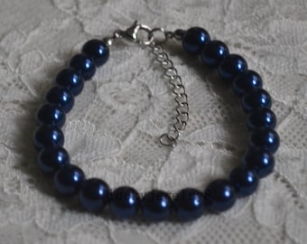 Perlenarmband,marineblau Perlenarmband,Glasperlen Armband,Einzelperlenarmband,Hochzeitsarmband,Brautjungfer Armband,Marineblauarmband,Geschenk