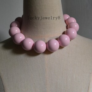 Big pearl necklace,29mm light pink pearl necklace,wedding gift.choker necklace,Oversize Beaded Pearl Necklace.light weight pearl necklace