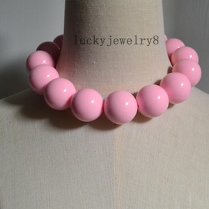 Big pearl necklace,29mm pink pearl necklace,wedding gift.choker necklace,Oversize Beaded Pearl Necklace.light weight pearl necklace