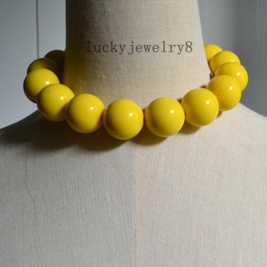 Yellow pearl necklace,25mm yellow pearl necklace,wedding gift.choker necklace,Oversize Pearl Necklace.light weight pearl necklace.