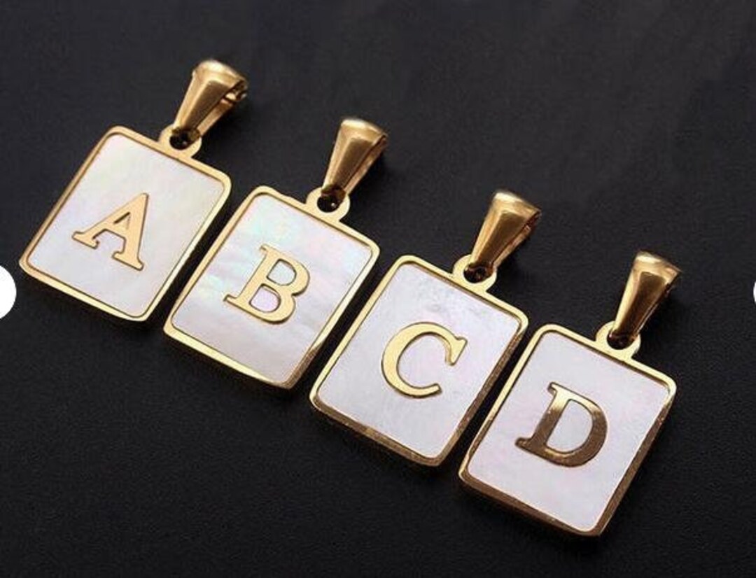 Shell Letter Pendant Rectangle Letter Charm 26 Letters - Etsy