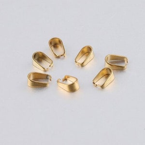 Gold Claw Bail,20pcs Pinch Pendant Bail, 18k Gold Plated 316 Stainless Steel,  Earrings Bail, Necklace Bail, Bail Finding,Making DIY Supply
