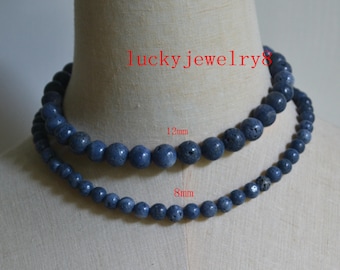Natural Blue Coral Gemstone necklace,real blue coral statement jewelry.blue coral beaded necklace.Pray,Yoga necklace.classic necklace