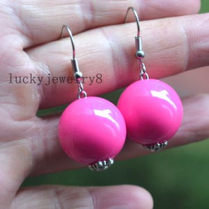 Rose red Pearl Earrings,big pearl Earring,Dangle Pearl Earrings,plastic Pearl Earrings,Bridesmaid Earrings,Wedding Party,Wedding party gift