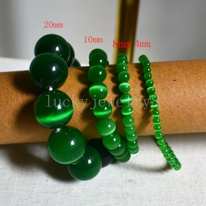 Armband med grönt kattögonsten, armband med gröna pärlor, armband med en enda kattögonsten, bröllopsarmband, brudtärnepresent. Statement-armband