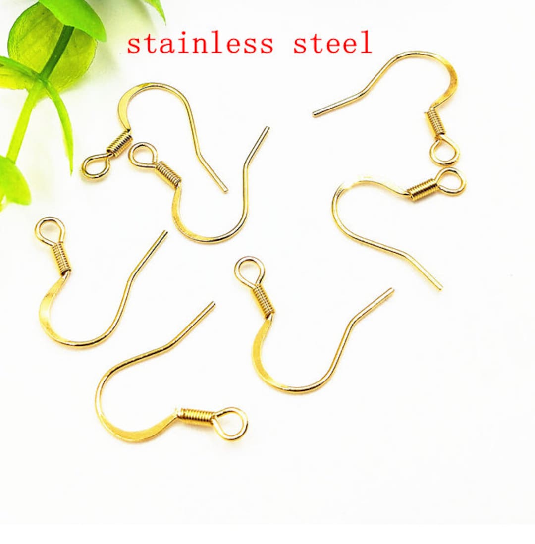 100pcs Gold Ear Wire Hooks,earring Findings, Wire Hook 316L