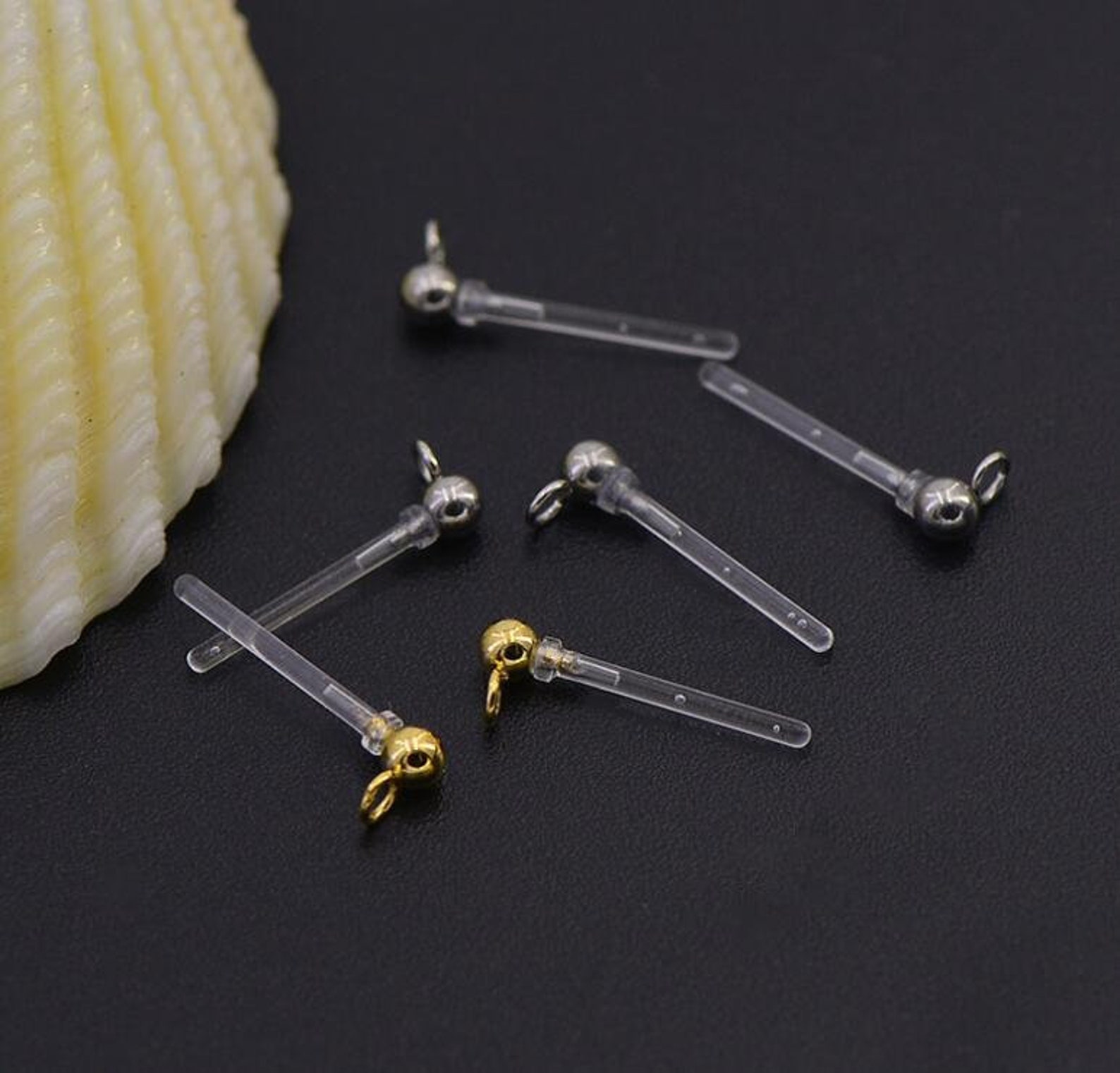 20pcs Invisible Earring Findings Clear Plastic Earring Posts Etsy