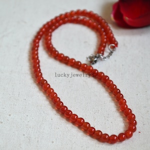 Dark red agate Necklace,dark red Necklace,4mm dark red agate Bead necklace,Bridesmaid Necklace, wedding necklace.agate necklace.gift for her