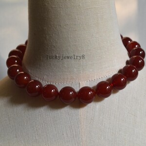 Big Dark red agate Necklace,18mm dark red Necklace,dark red agate Bead necklace,Bridesmaid Necklace,wedding necklace.gift for her