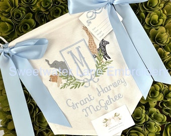 Custom Baby Banner with ZOO SAFARI CIRCUS Gender Neutral Baby Banner, Welcome Banner, Hospital Door Sign, Baby Shower
