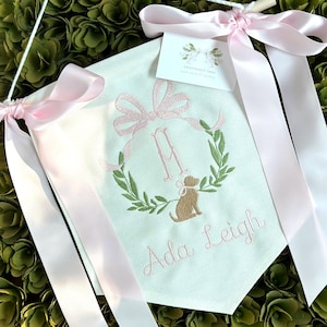 Custom Baby Bassinet, Hospital, Nursery Banner, Welcome Banner, Hospital Door Sign, Baby Shower, Baby Gift, Dog